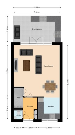 Plattegrond - Maria Lécinastraat 8, 4906 EH Oosterhout - Begane grond.jpg